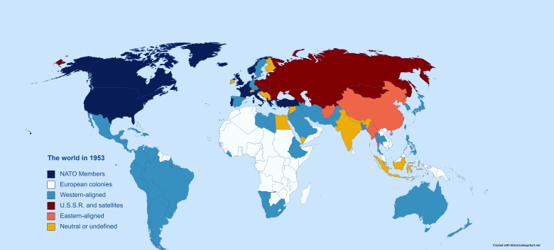 Polityczna mapa świata w 1953 roku
