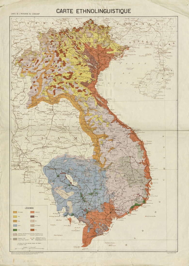Mapa etniczna Indochin z 1949 roku