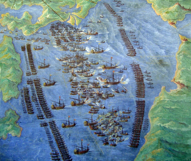 Plan bitwy pod Lepanto, 1571, z zasobów watykańskich