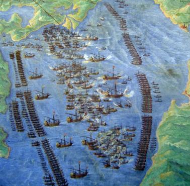 Plan bitwy pod Lepanto, 1571, z zasobów watykańskich
