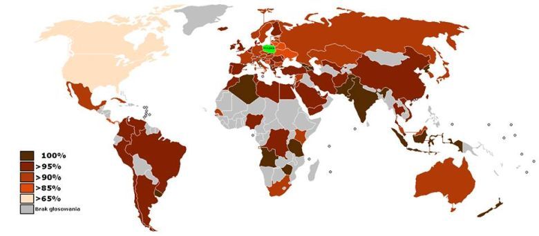 Procent Polaków mieszkających za granicą, którzy zagłosowali ZA przyłączeniem Polski do Unii Europejskiej