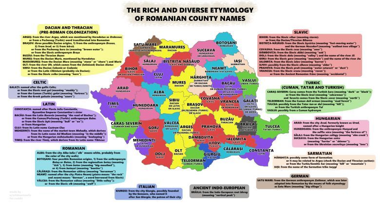 Bogata i zróżnicowana etymologia nazw okręgów rumuńskich