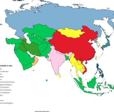 Dominujące religie w poszczególnych państwach Azji