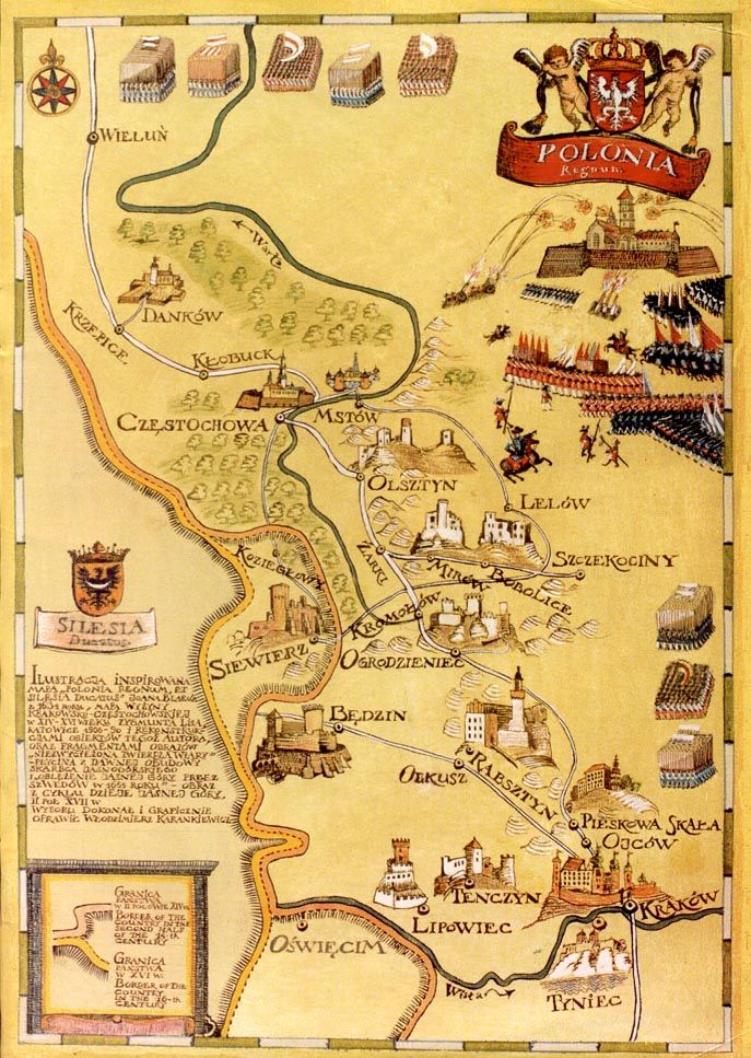 Stara mapa Jury Krakowsko-Częstochowskiej