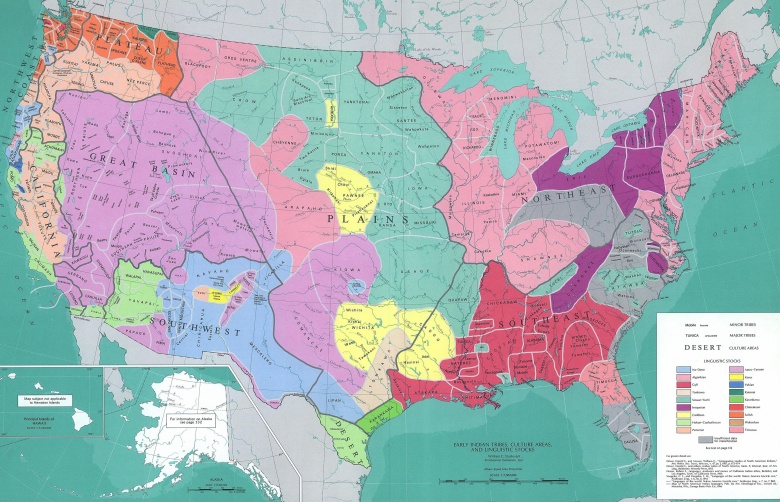 Indianie w USA (rdzenne plemiona USA), mapa z lat 60-tych
