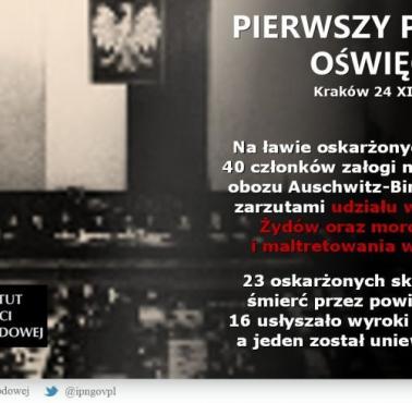 Pierwszy Proces Oświęcimski toczył się w Krakowie przed polskim Najwyższym Trybunałem Narodowym, 1947