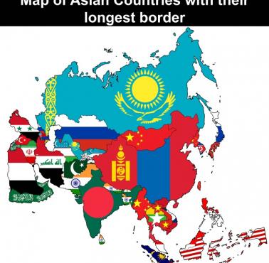 Kraje azjatyckie z ich najdłuższą granicą. Najdłuższa granica morska dla krajów wyspiarskich