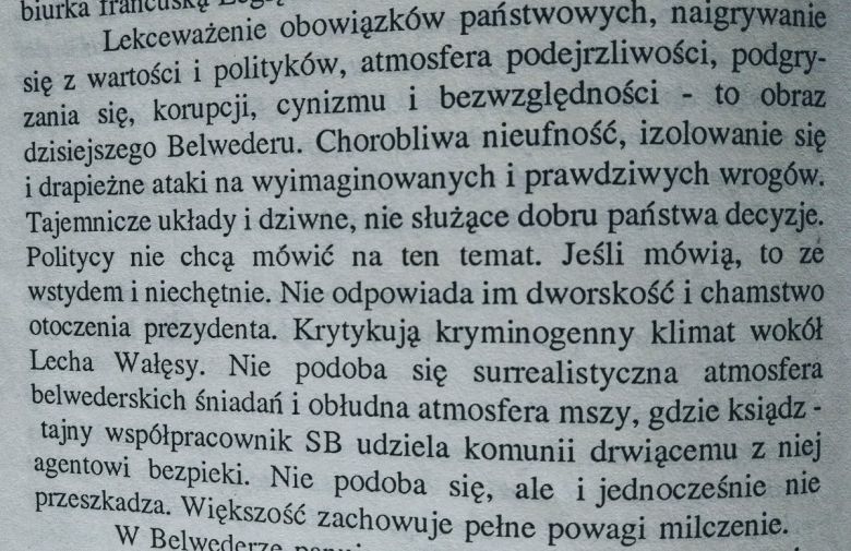 Belweder w czasach rządów L.Wałęsy, Paweł Rabiej (obecnie Nowoczesna) Droga cienia