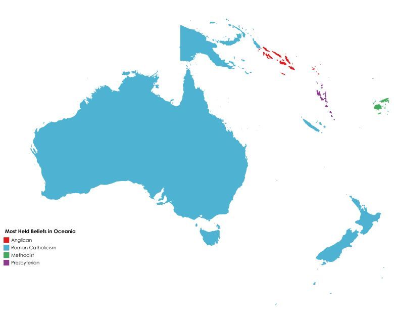 Dominujące religie w Australii i Oceanii