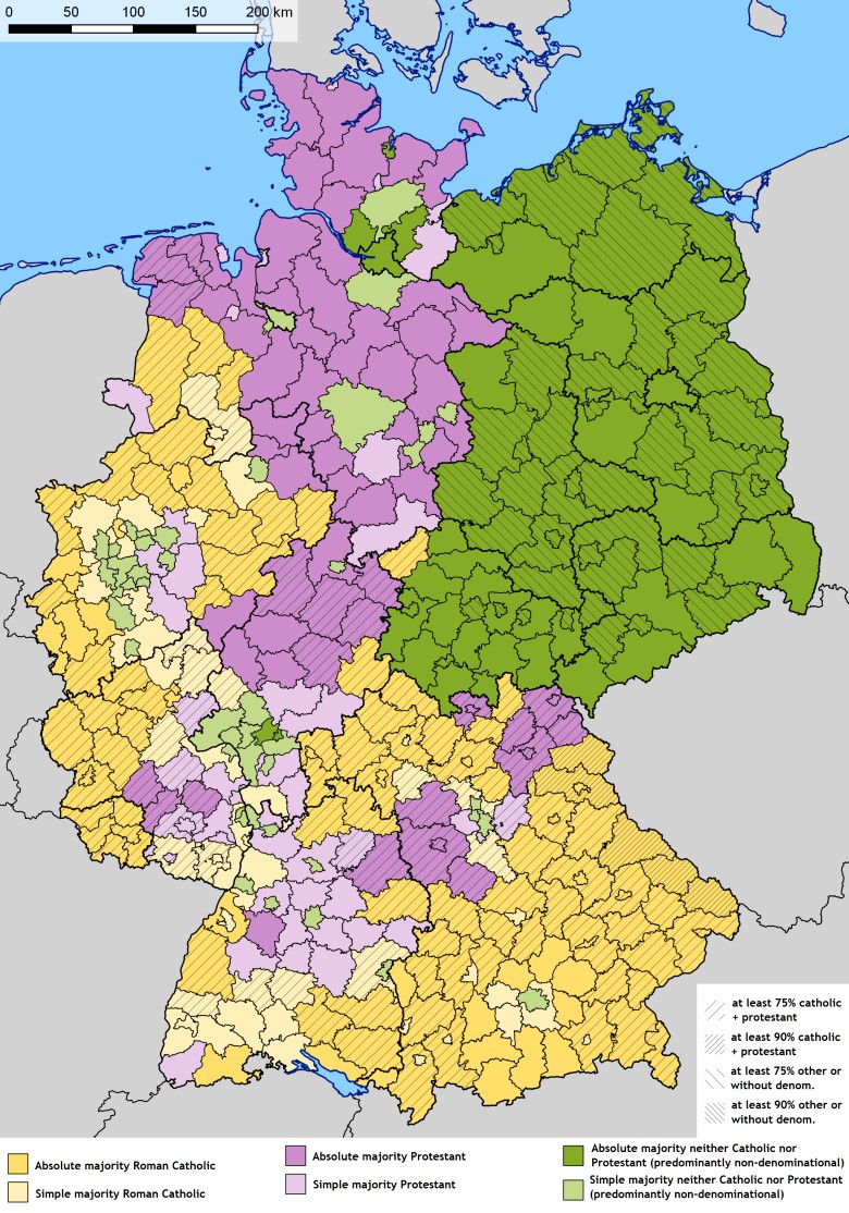 Dominujące religie w Niemczech, 2011