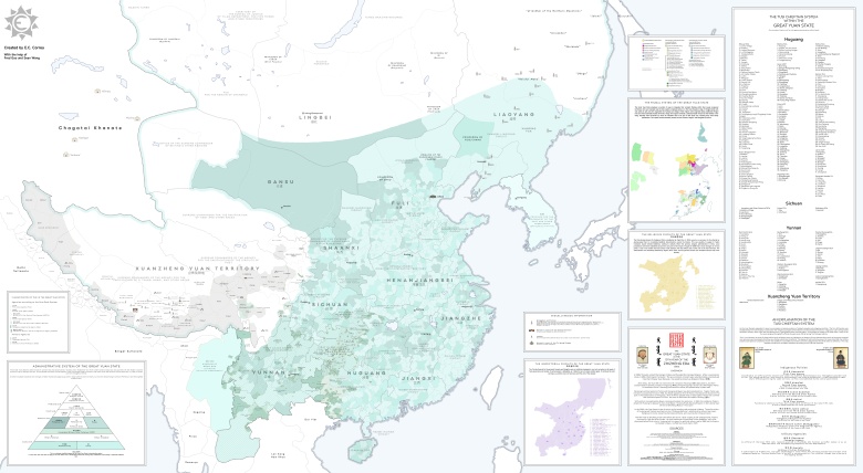 Mapa Chin w czasach dynastii Yuan, 1351