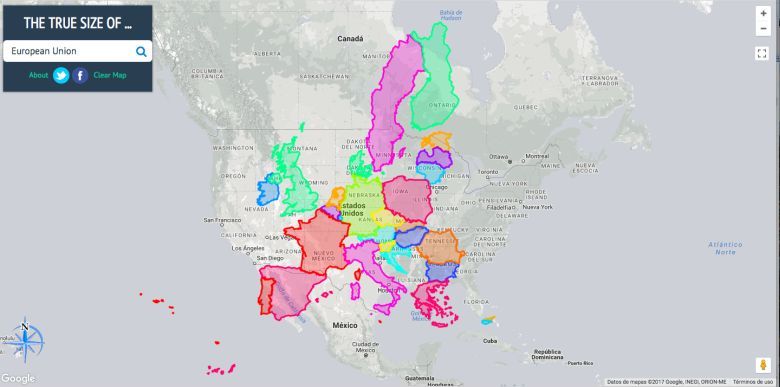 Rozmiar Europy na tle USA