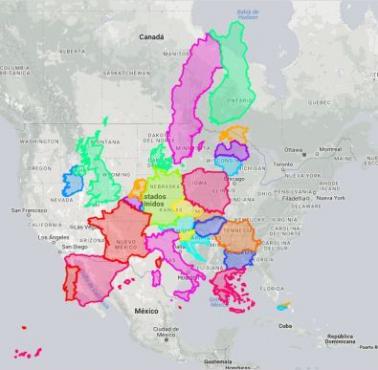 Rozmiar Europy na tle USA