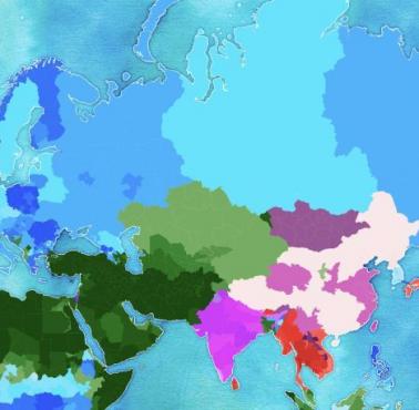 Dominujące religie w poszczególnych państwach Euro-Azji