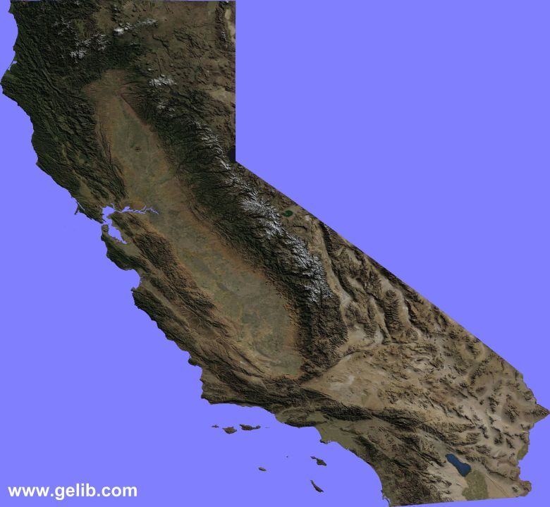 Reliefowa mapa Kalifornii