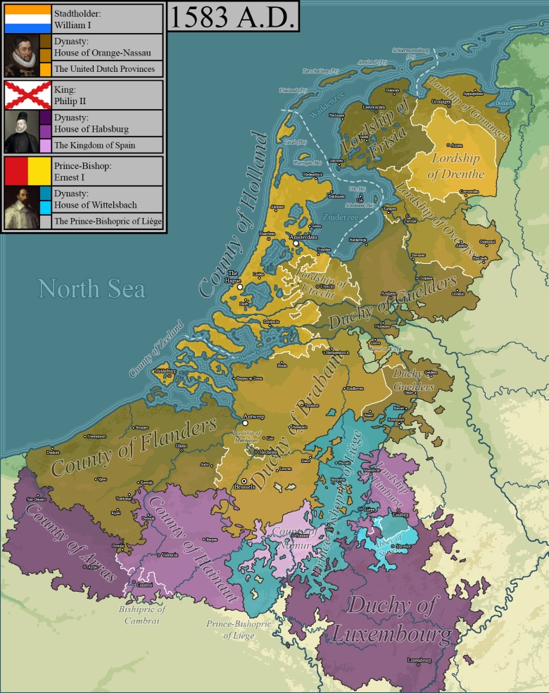 Mapa Holandii w 1583 roku