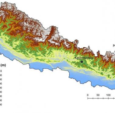 Reliefowa mapa Nepalu