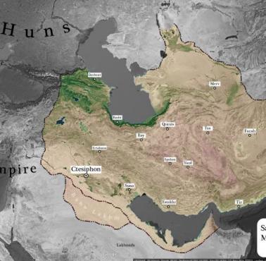 Zasięg perskiego imperium Sasanidów, V wiek n.e.
