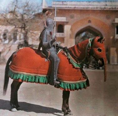 Hinduski wojownik na turnieju w Jaipur w Indiach, 1929