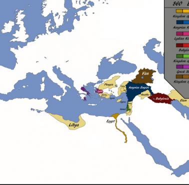 Mapa Europy i Bliskiego Wschodu - 860 r. p.n.e.