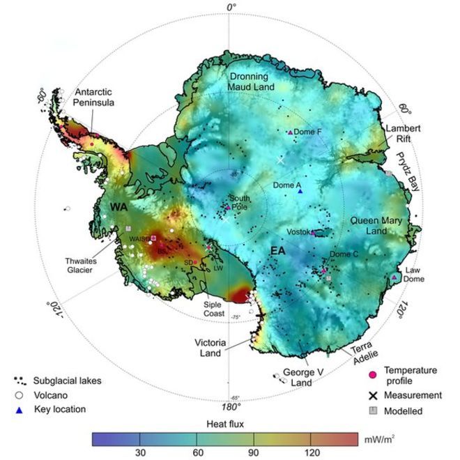 Ukryte pod lodem Antarktydy źródła naturalnego ciepła