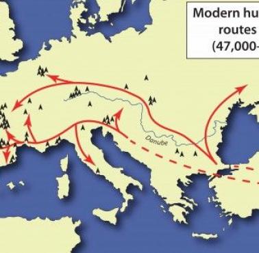 Szlaki migracyjne współczesnych ludzi z Afryki 47-41 tys. lat temu