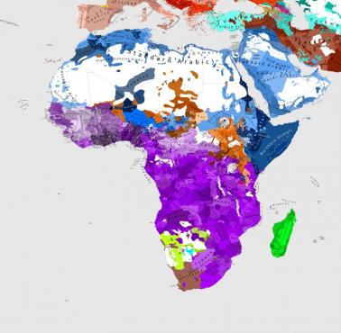 Lingwistyczna mapa świata - Europa i Afryka