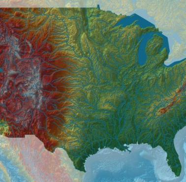 Hipsometryczna mapa USA
