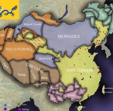 Mapa etniczna Chin w okresie wczesnej dynastii Qing