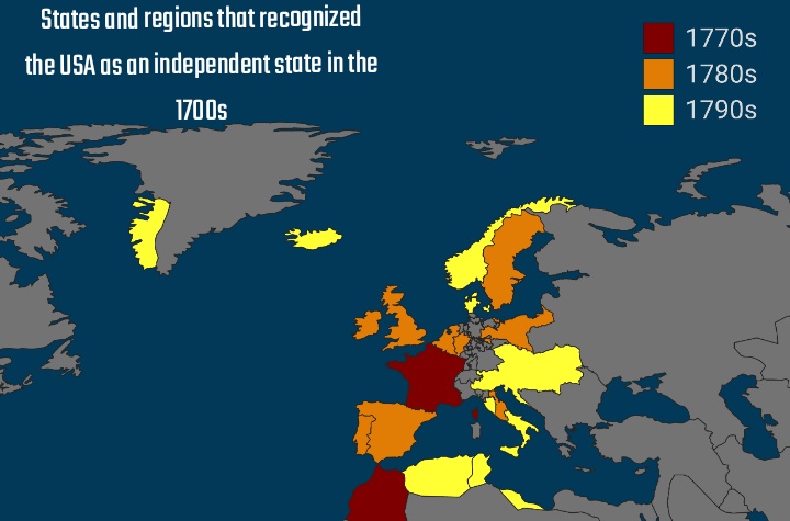 Kraje w Europie, które jako pierwsze uznały niepodległość USA w XVIII wieku