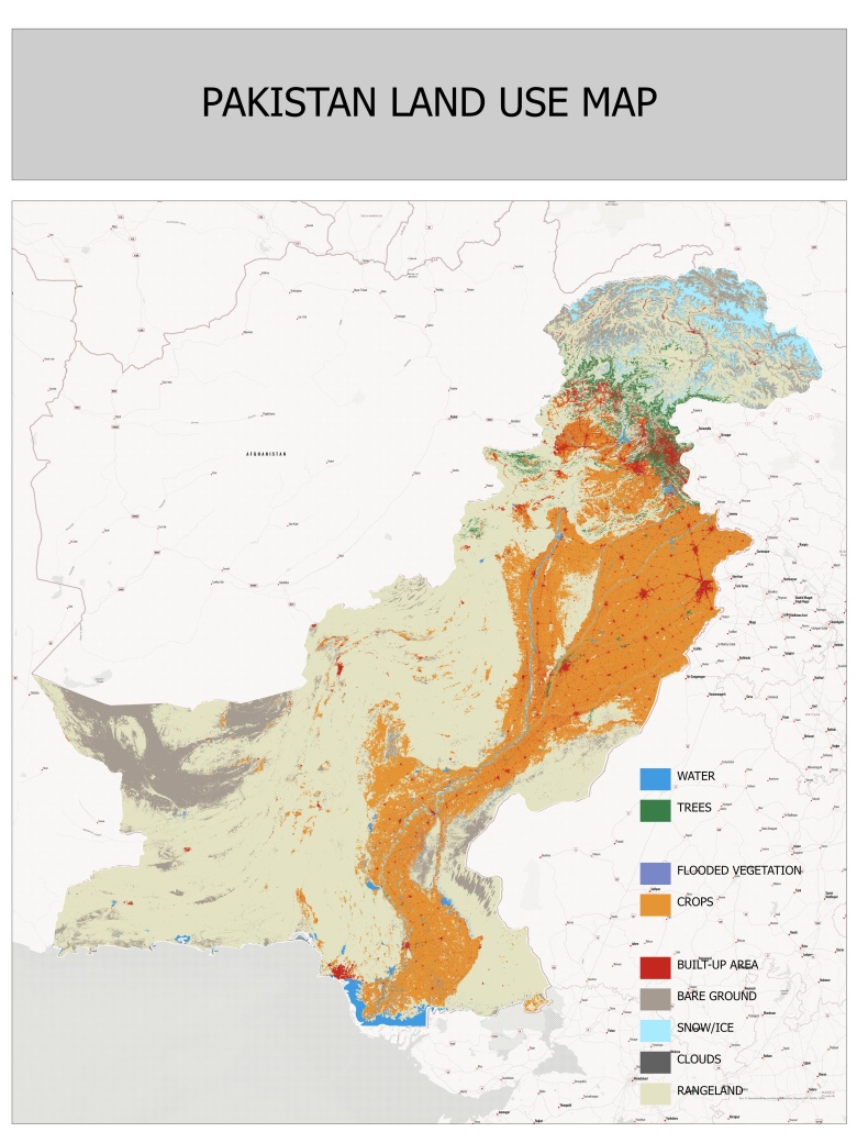 Wykorzystanie ziemi w Pakistanie. Mapa użytkowania gruntów