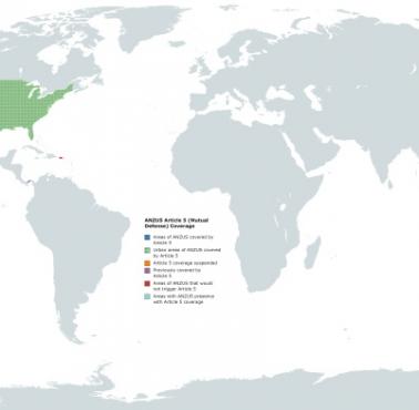 Członkowie ANZUS (wzajemnej obrony) zobowiązani artykułem 5