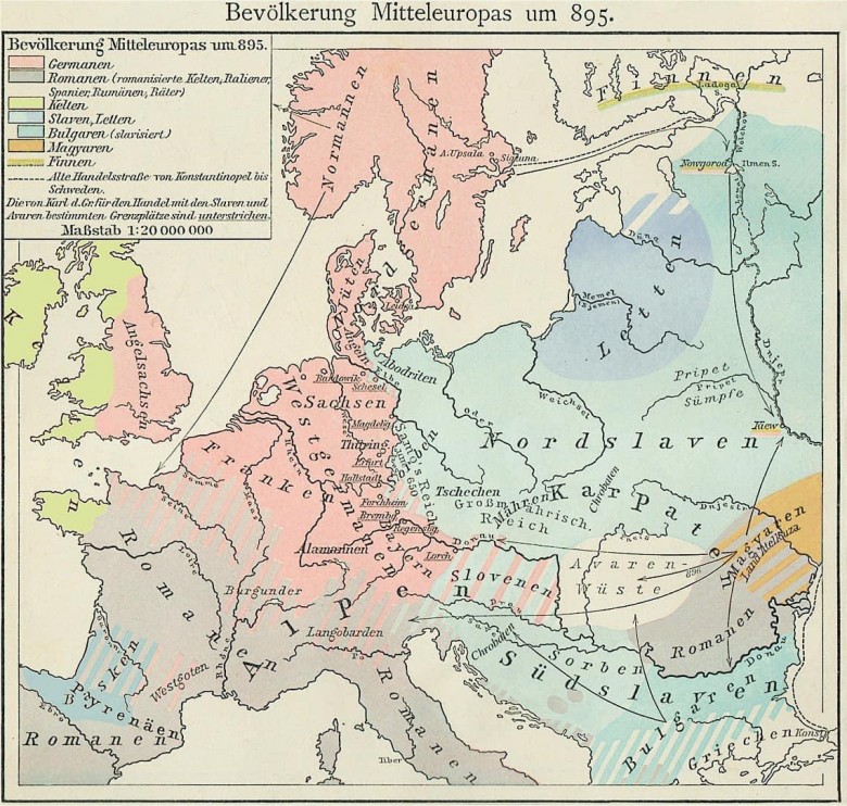 Mapa Europy w 895 roku