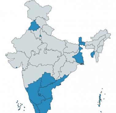 Stany indyjskie, w których współczynnik żyzności ziemi jest niższy niż w Szwecji