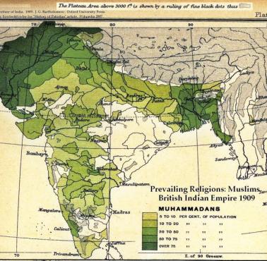 Odsetek muzułmanów w Indiach, 1909