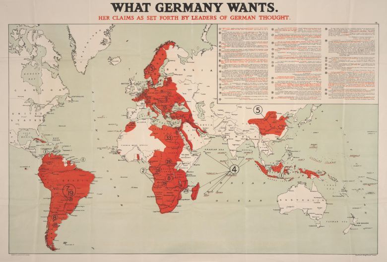 Roszczenia niemieckie i zakreślone strefy ich wyłącznego wpływu nakreślone w 1917 roku