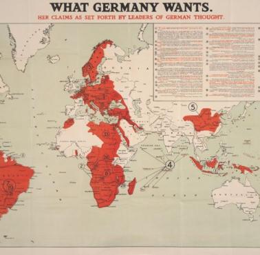 Roszczenia niemieckie i zakreślone strefy ich wyłącznego wpływu nakreślone w 1917 roku