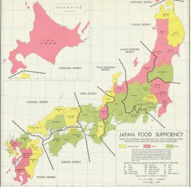 Samowystarczalność żywnościowa Japonii, według prefektur 1945