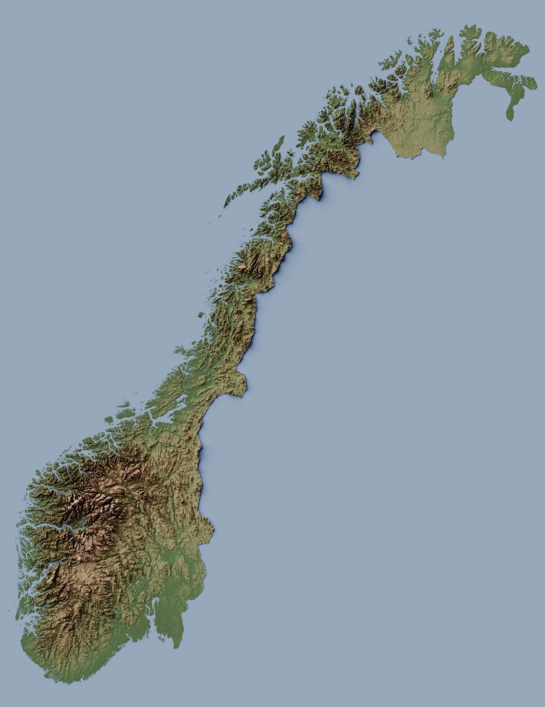 Reliefowa mapa Norwegii