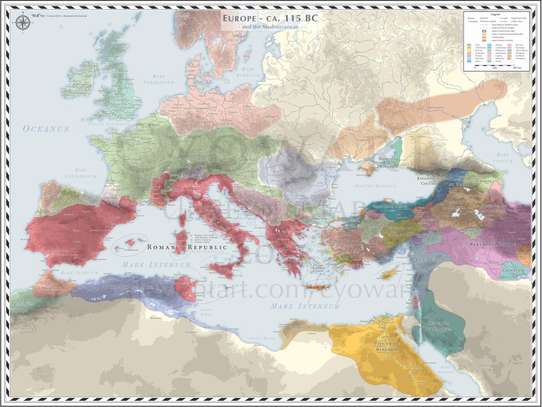 Mapa Europy z 115 roku p.n.e.