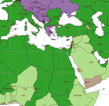 Średni wzrost 19-letnich kobiet w regionach śródziemnomorskich, MENA, 2019