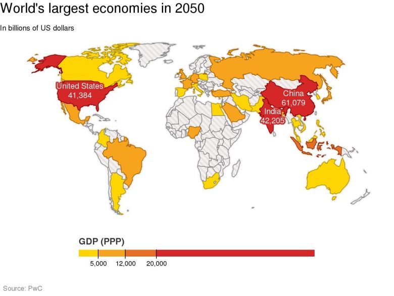 Prognozowane gospodarki światowe w 2050 roku