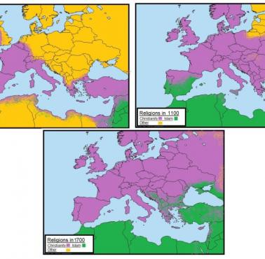 Religie w Europie i regionie w latach 700, 1100 i 1700