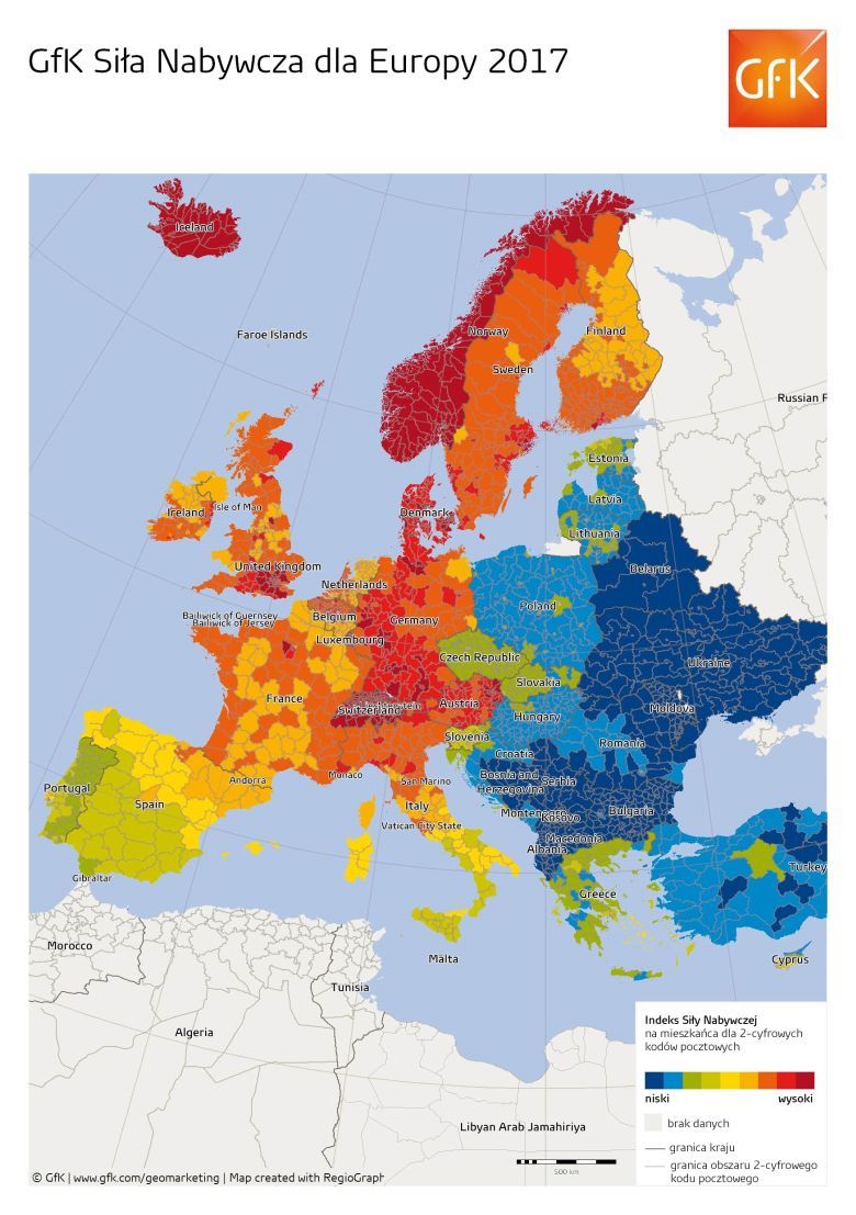 Wzrost siły nabywczej konsumentów w Europie, 2017