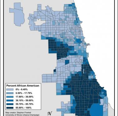 Obszary Chicago zamieszkałe przez Afroamerykanów, dane 2011