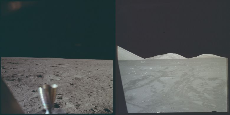 Pierwsze i ostatnie do tej pory wykonane fotografie przez człowieka na Księżycu w 1969 i 1972 roku