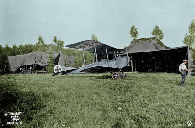 Niemieckie lotnisko polowe, front wschodni, Galicja, 1915