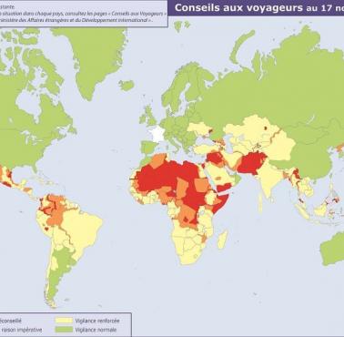 Zalecenia francuskiego MSZ odnośnie podróży zagranicznych, 2017