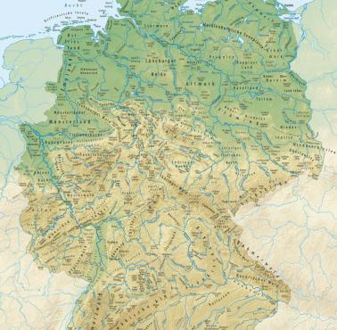 Topograficzna mapa Niemiec