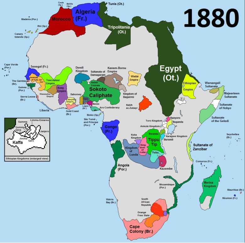 Afryka w 1880 przed okresem największej kolonizacji